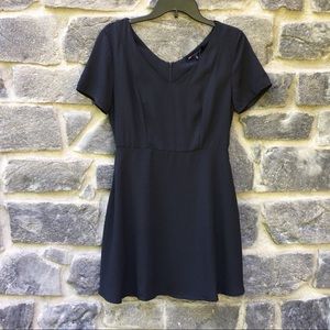 Black Fit & Flare Dress Short Sleeve V-Neck Skater
